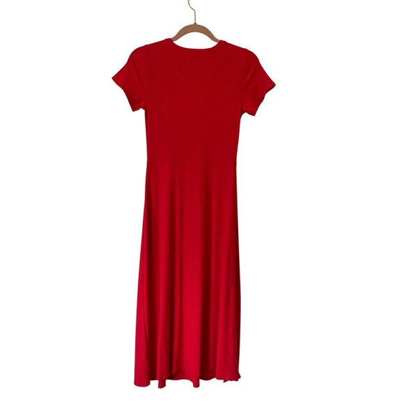 See You Monday Red Short Sleeve Maxi Dress With Side Slit Size M - Picture 3 of 10